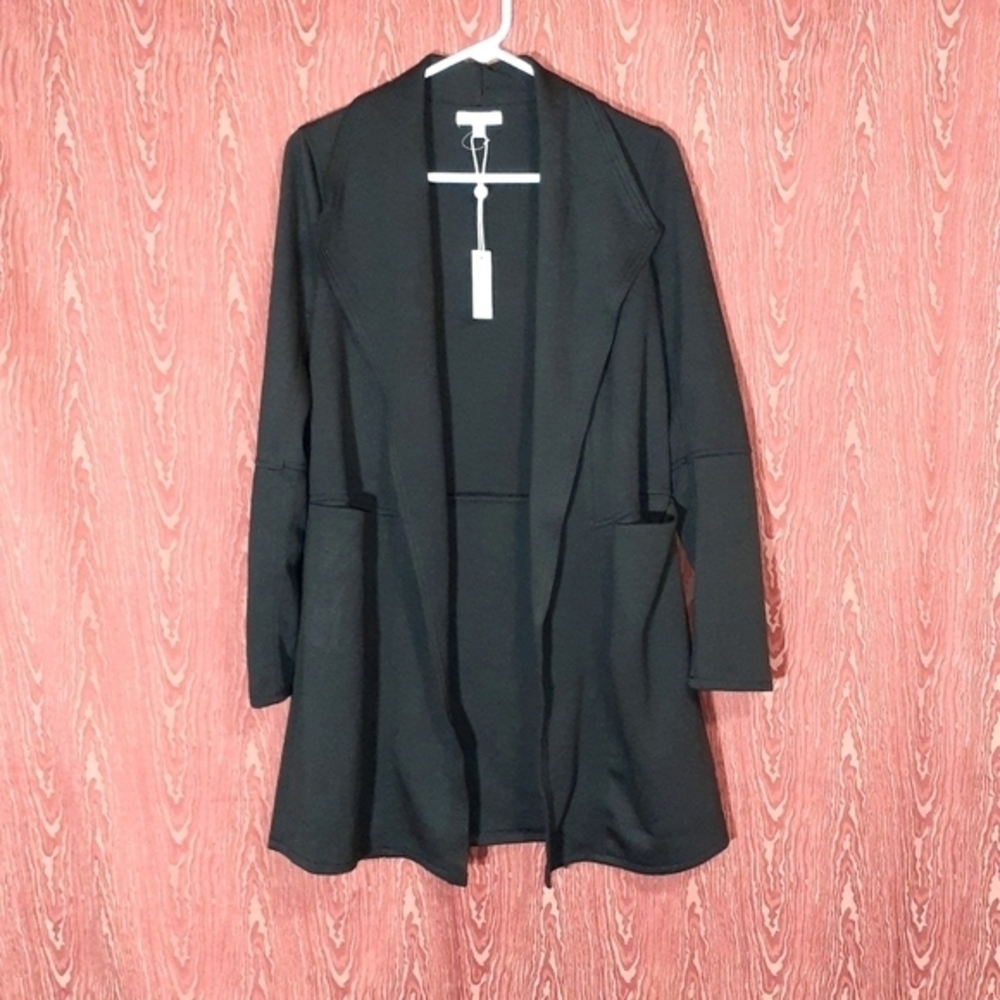 Max Studio Black Open Front Cardigan